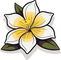 A vibrant, cartoon style illustration of a single white flower with yellow accents, perfect for adding a touch of nature to your designs vector