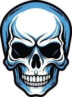 A bold, cartoon style skull with a blue outline, perfect for designs that require a cool, edgy vibe vector