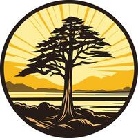 Sunset Tree Silhouette vector
