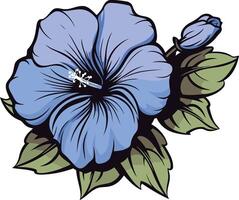 Blue Hibiscus Flower with Green Leaves vector