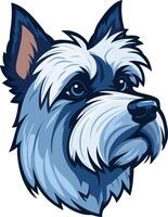 A stylized, cartoon like illustration of a cairn terrier, looking to the side with a friendly expression vector