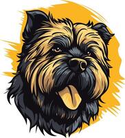 Cairn Terrier Portrait with Yellow Background vector