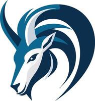 Abstract Design of an Ibex with Blue and White Colors vector