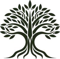 Stylized Tree with Lush Foliage and Strong Roots vector