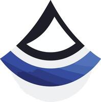 Abstract geometric logo with a triangular shape, blue and white color scheme, and a modern, clean design vector