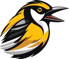 Yellow Bird with Open Beak Illustration vector