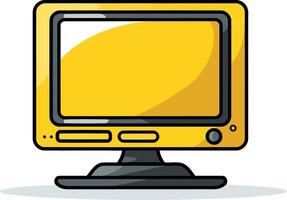 A simple, cartoon style illustration of a yellow computer monitor, perfect for websites, presentations, and social media graphics vector