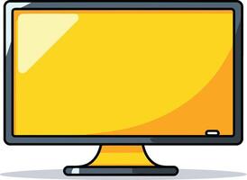 Cartoon illustration of a yellow computer monitor with blank screen, perfect for adding your own design or text vector