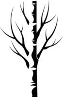 Simple black and white silhouette of a bare tree vector