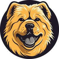 A friendly, cartoon style chow chow dog with a big, toothy grin vector