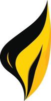 Abstract logo design featuring a black and yellow flame shape vector