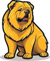 A cute cartoon chow chow dog sits with a friendly expression, perfect for pet related designs, children's books, and social media vector