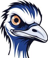 A bold and fierce illustration of an emu's head, perfect for branding, logos, and sporting mascots vector