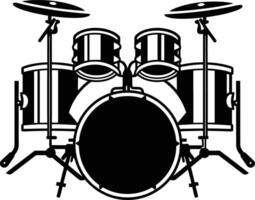 A simple, bold black and white illustration of a drum set, perfect for music related projects vector