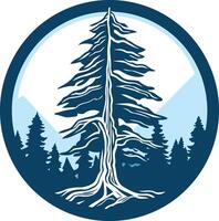 Tall Pine Tree in a Circular Forest Scene vector