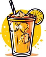 Refreshing Summer Drink with Ice and Lemon vector