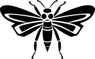 A simple, stylized black and white silhouette of a moth vector
