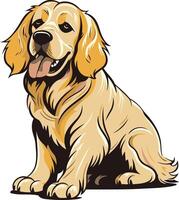 A playful golden retriever sits with a happy expression, perfect for pet related designs, websites, and social media vector