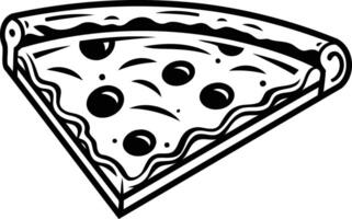 A simple yet bold black and white illustration of a pizza slice vector