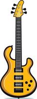 A Yellow Bass Guitar with Black Strings vector