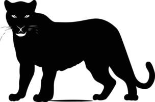 A sleek black panther silhouette, standing with its head held high, showcasing a powerful presence vector