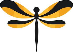 Stylized Dragonfly with Black and Yellow Wings vector
