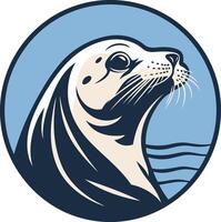 Seal Portrait with Ocean Waves in the Background vector