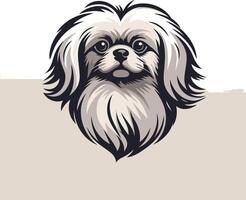 A charming illustration of a pekingese dog, with a cute and friendly expression vector