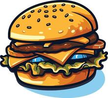 A cartoon burger with googly eyes, perfect for adding a playful touch to food related designs, social media posts, or restaurant menus vector
