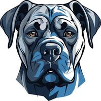 Close up portrait of a majestic bulldog, showcasing its powerful presence and striking features vector
