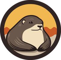 Smiling Otter in a Circular Frame vector