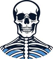 A friendly cartoon skull with a wide smile and visible ribs vector