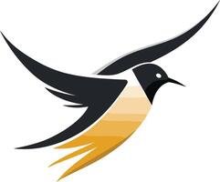 Abstract bird logo design with black and yellow colors, perfect for businesses looking for a modern and dynamic brand identity vector