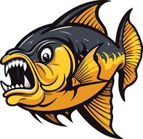 A fierce, cartoon style piranha with sharp teeth and a menacing expression vector