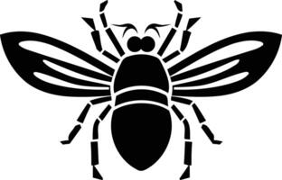 Black and white element illustration of a bee in a stylized graphic design vector