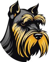A striking illustration of a miniature schnauzer, captured in a bold, graphic style vector