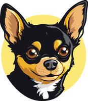 A cute cartoon chihuahua with big brown eyes and a friendly smile, looking directly at the viewer vector