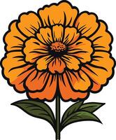 A vibrant, cartoon style marigold flower, perfect for adding a touch of cheerful color and floral charm to your designs vector