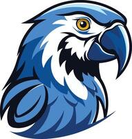Blue parrot mascot head design, with sharp details vector
