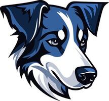 A fierce and friendly blue and white dog head logo design vector