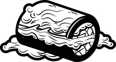A vintage style illustration of a log rolling down a stream vector