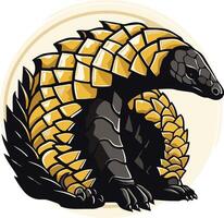 Pangolin Illustration with a Yellow and Black Color Scheme vector