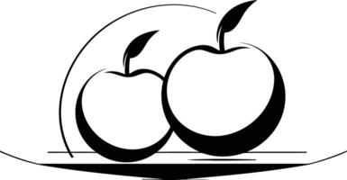Simple, minimalist black and white logo design featuring two stylized apples, ideal for use as a brand identity or icon vector