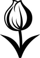 Simple black and white element illustration of a stylized tulip flower vector