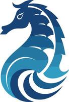 Seahorse with Ocean Waves Design vector