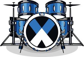 Blue Drum Set with X Pattern vector