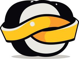 Abstract Design with Yellow Ribbon and Black Circle vector