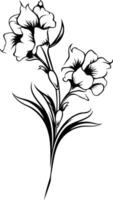 Elegant black and white illustration of a stylized floral design, perfect for adding a touch of vintage charm to your projects vector