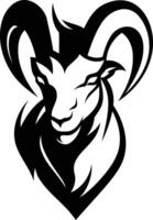 A bold and stylish black and white element illustration of a ram's head, perfect for logo design, branding, or as a tattoo design vector