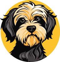 Portrait of a Small Black and Tan Dog vector